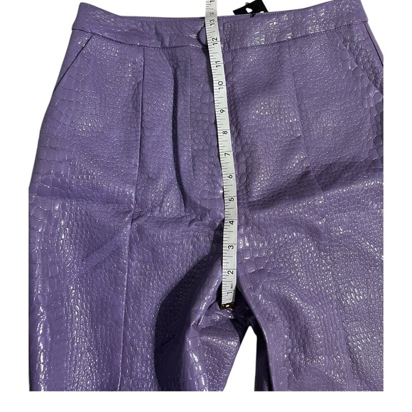 Nasty Gal Purple Croc Embossed Faux Leather High Waist Pants Y2K NWT Size 6 - Picture 6 of 16